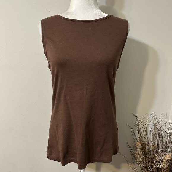 Westbound Woman  Sleeveless Brown Tank Top 100% Cotton Round Neck Sz M - Picture 1 of 5